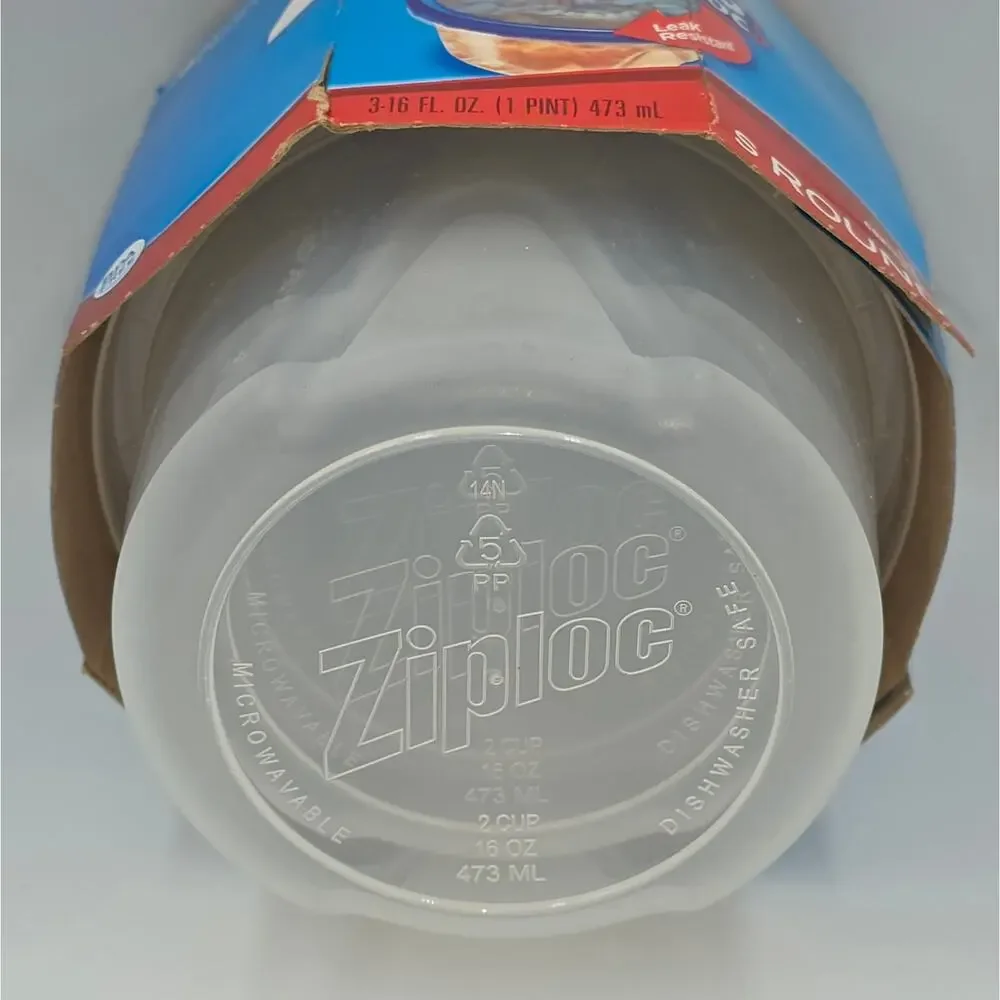 NEW Ziploc Twist n Lock Loc 3 Pack Small Round Plastic Containers Lids 16oz